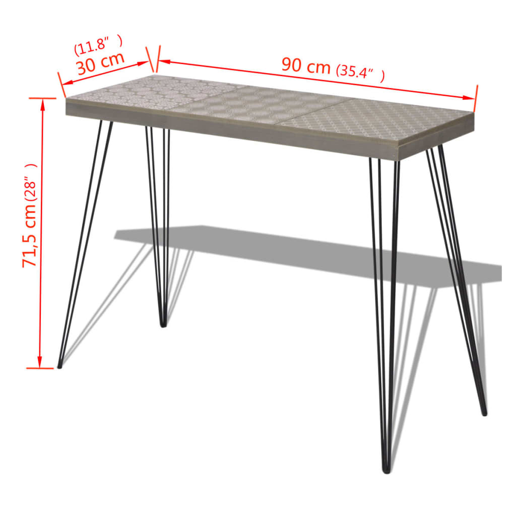 Mesa consola 90x30x71,5 cm cinzento