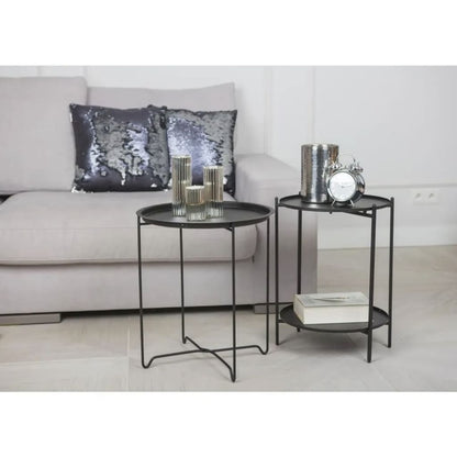 H&S Collection Mesa de apoio metal 50,5 cm preto