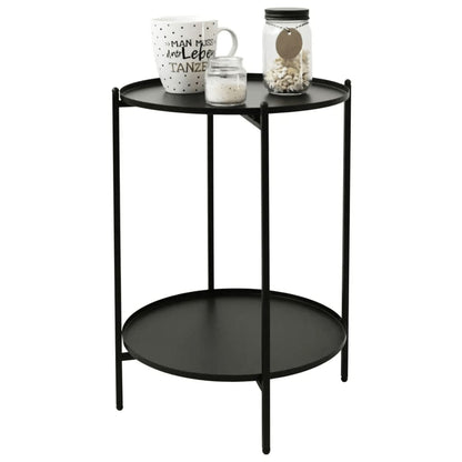 H&S Collection Mesa de apoio metal 50,5 cm preto