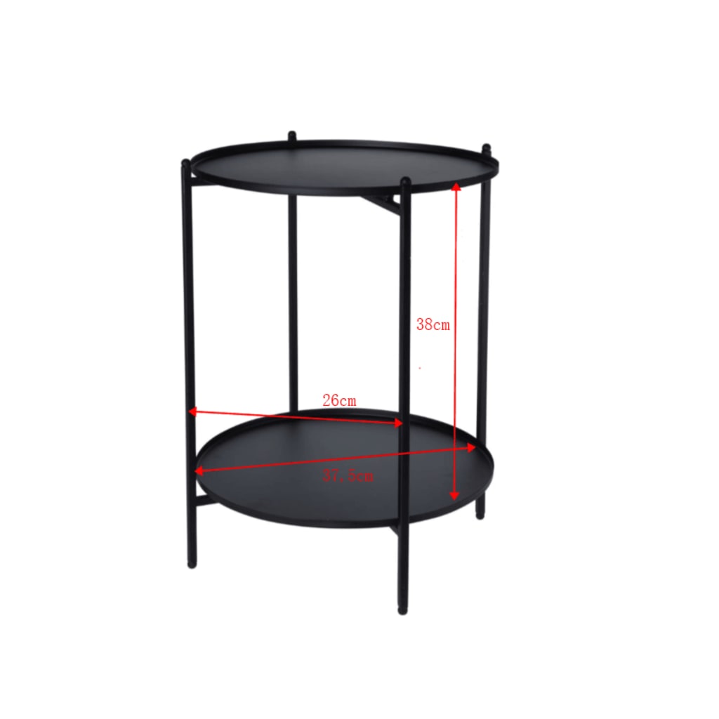 H&S Collection Mesa de apoio metal 50,5 cm preto