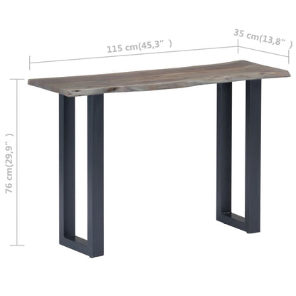 Mesa consola 115x35x76 cm acácia maciça e ferro cinzento