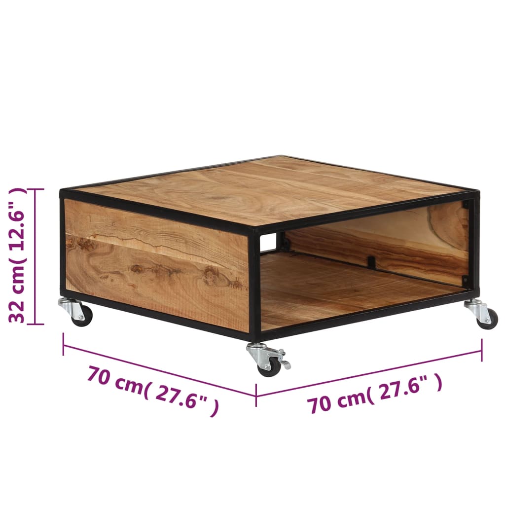 Mesa de centro 70x70x32 cm madeira de acácia maciça