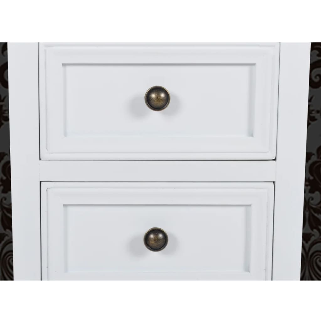 Mesas-de-cabeceira com 2 gavetas 4 pcs MDF branco