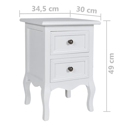 Mesas-de-cabeceira com 2 gavetas 4 pcs MDF branco