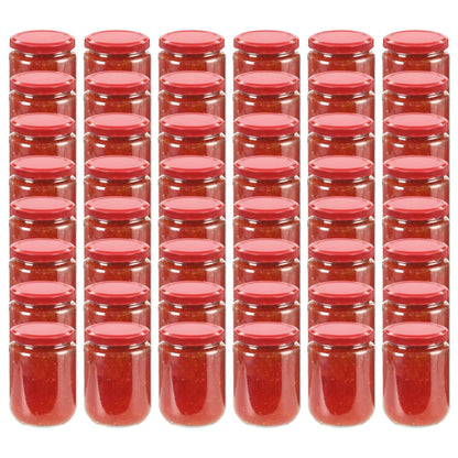 Frascos de vidro com tampas vermelhas 48 pcs 230 ml