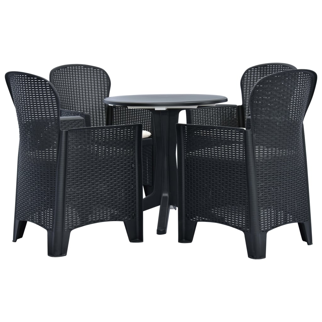 Conjunto de jantar para exterior 5 pcs plástico vime antracite