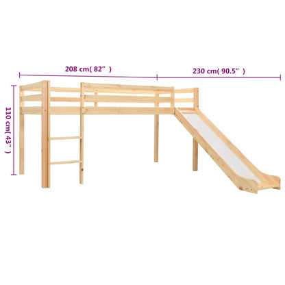 Estrutura de cama infantil c/ escorrega e escada pinho 97x208cm