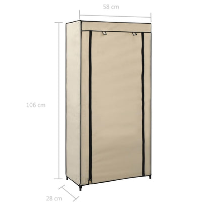 Sapateira com cobertura 58x28x106 cm tecido cor creme