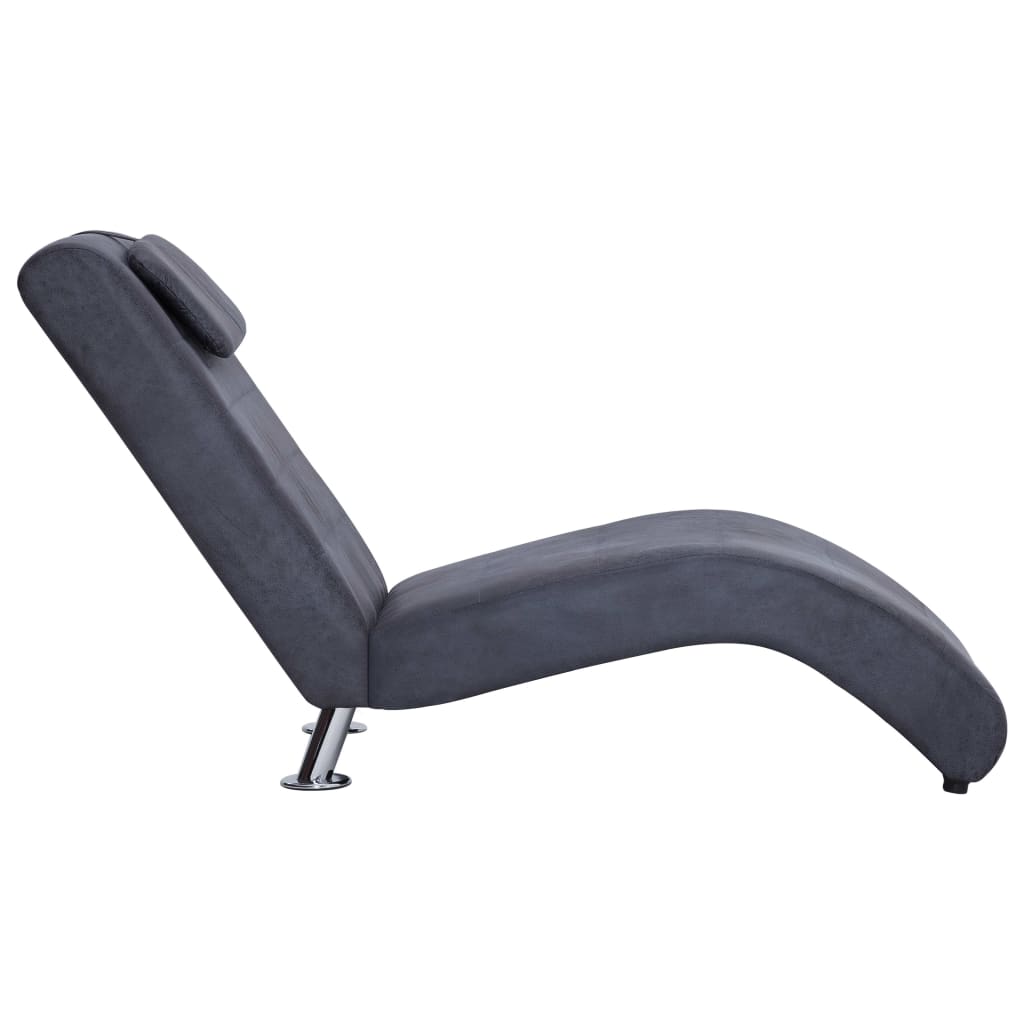 Chaise longue com almofada camurça artificial cinzento