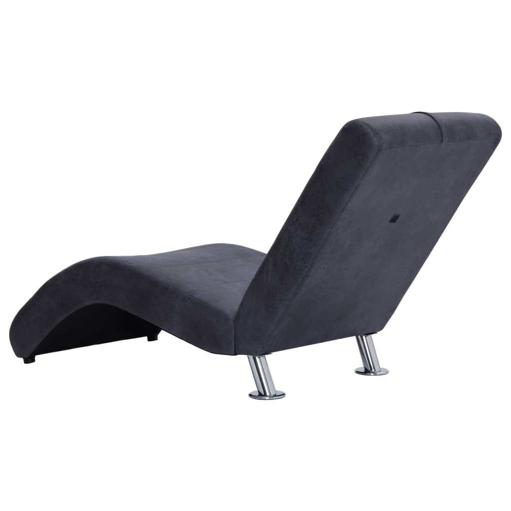 Chaise longue com almofada camurça artificial cinzento