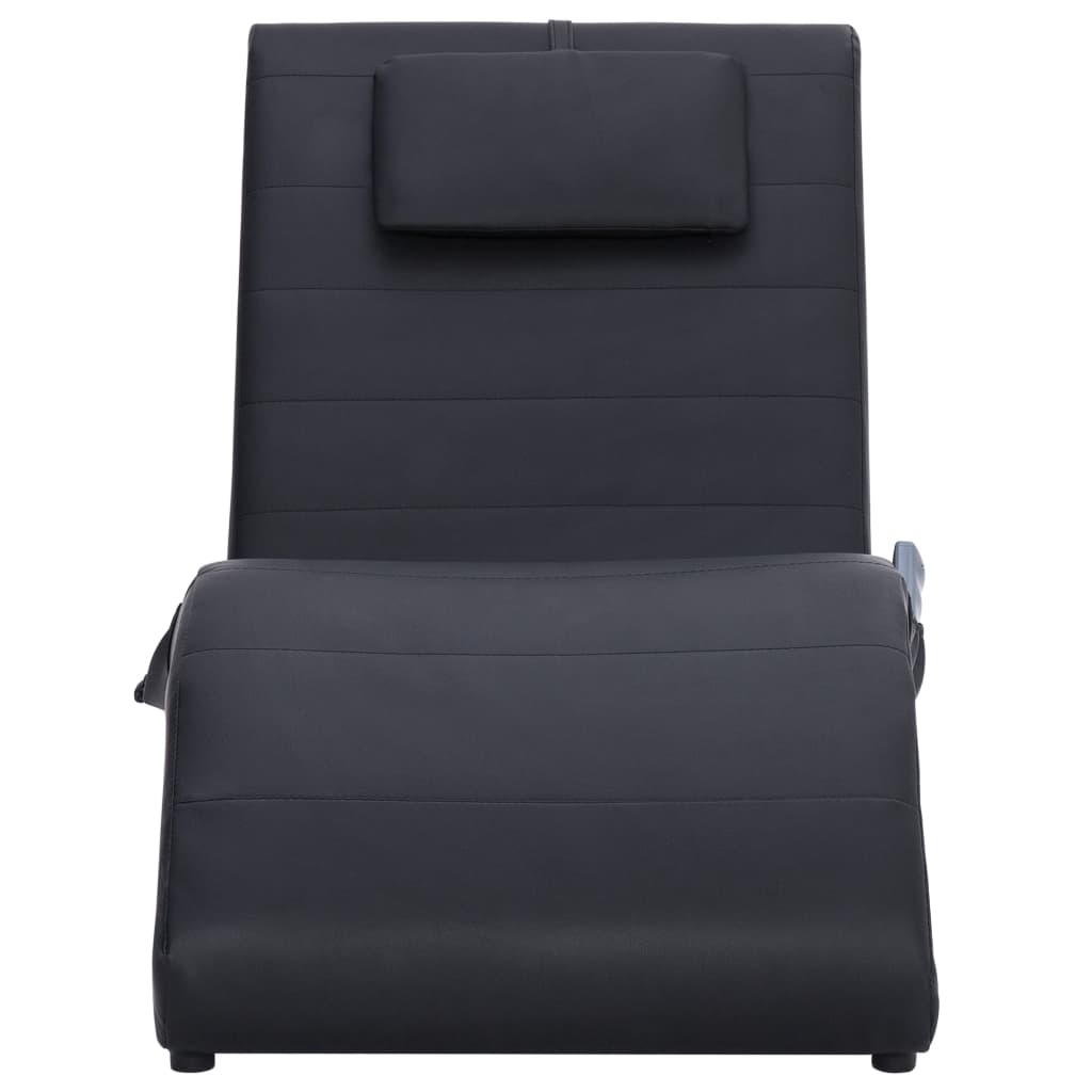 Chaise longue de massagem c/ almofada couro artificial preto