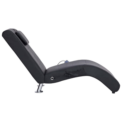 Chaise longue de massagem c/ almofada couro artificial preto