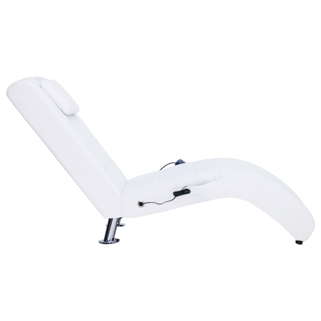 Chaise longue de massagem c/ almofada couro artificial branco