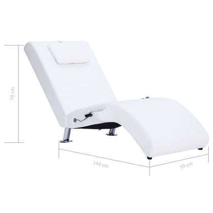 Chaise longue de massagem c/ almofada couro artificial branco