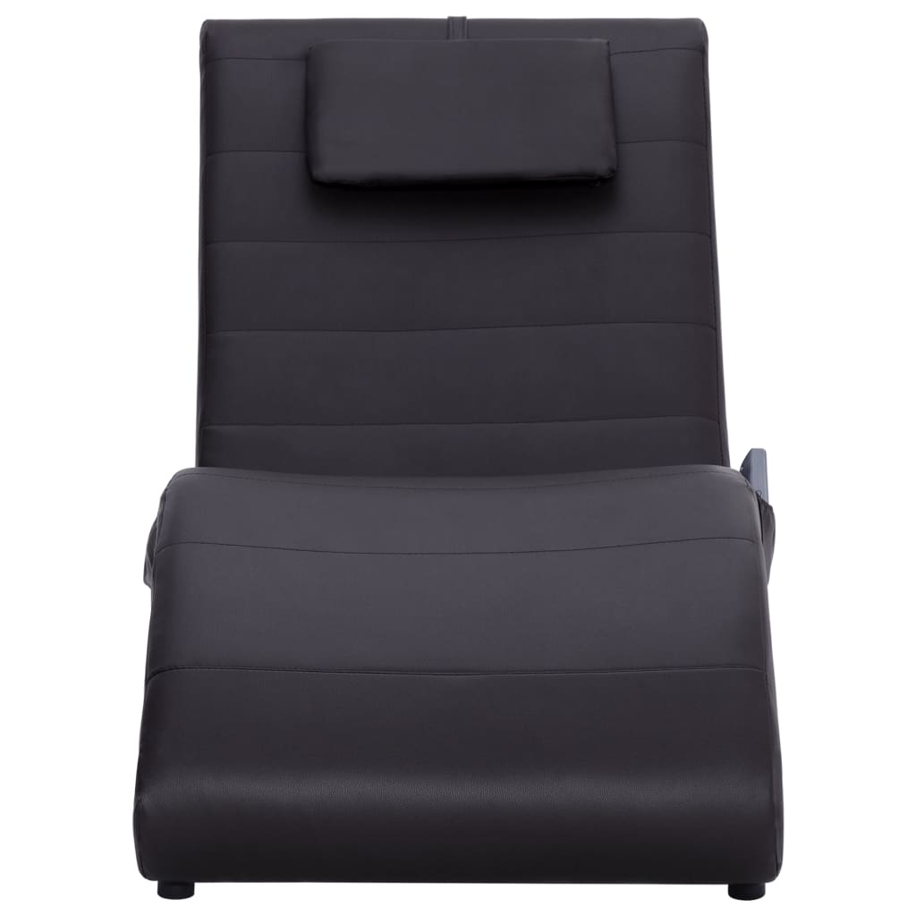 Chaise longue de massagem c/ almofada couro artificial castanho