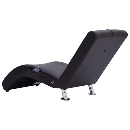 Chaise longue de massagem c/ almofada couro artificial castanho