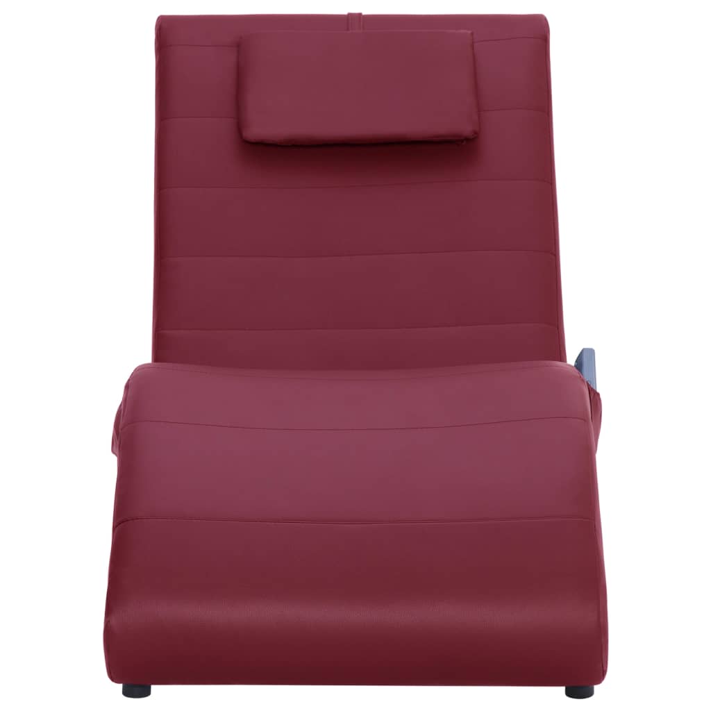 Chaise longue massagem + almofada couro artif. vermelho tinto