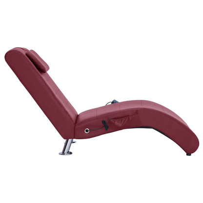 Chaise longue massagem + almofada couro artif. vermelho tinto