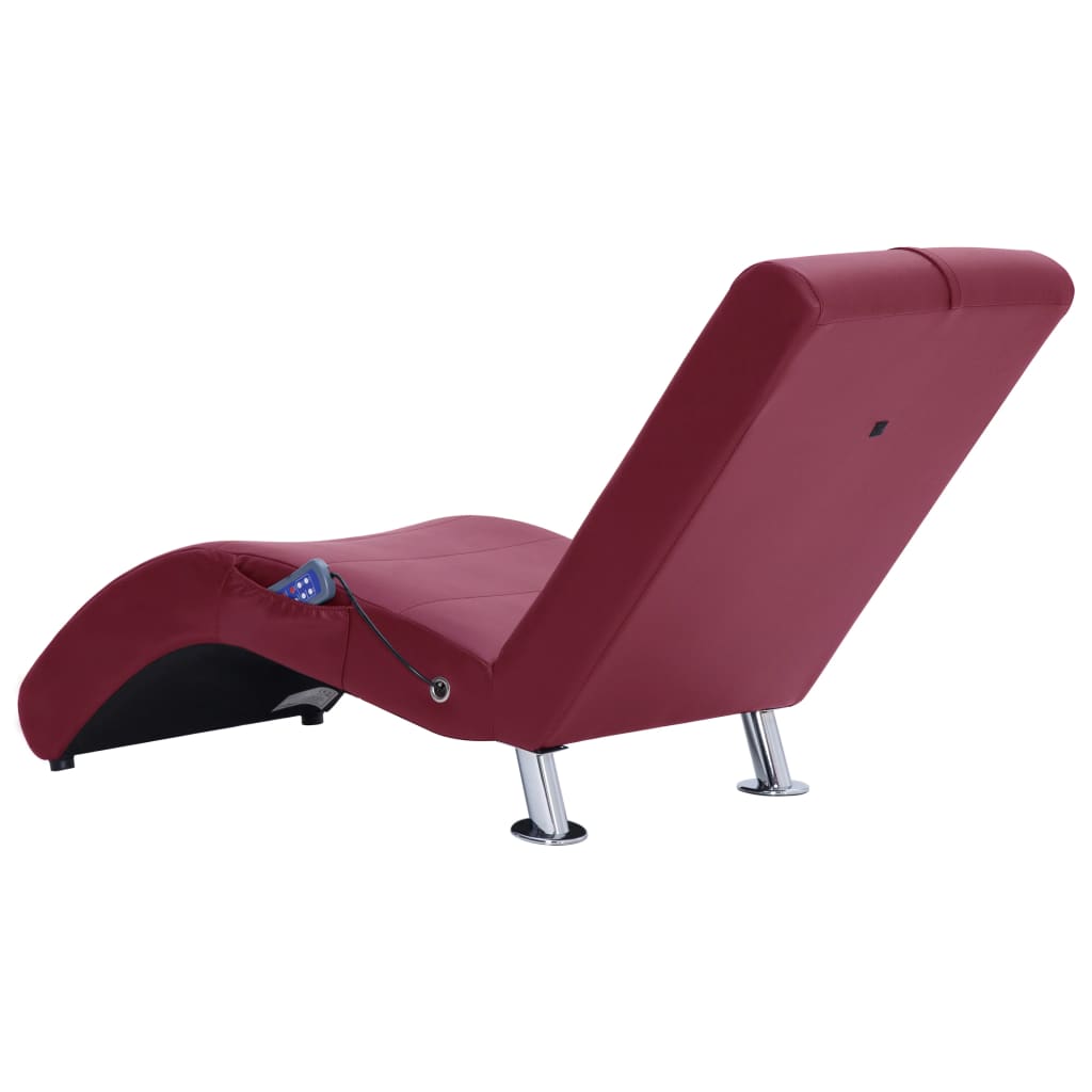 Chaise longue massagem + almofada couro artif. vermelho tinto