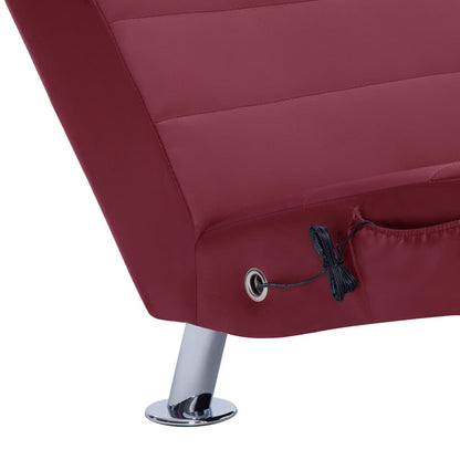 Chaise longue massagem + almofada couro artif. vermelho tinto