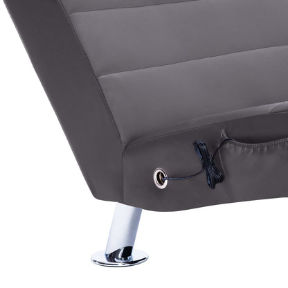 Chaise longue de massagem c/ almofada couro artificial cinzento