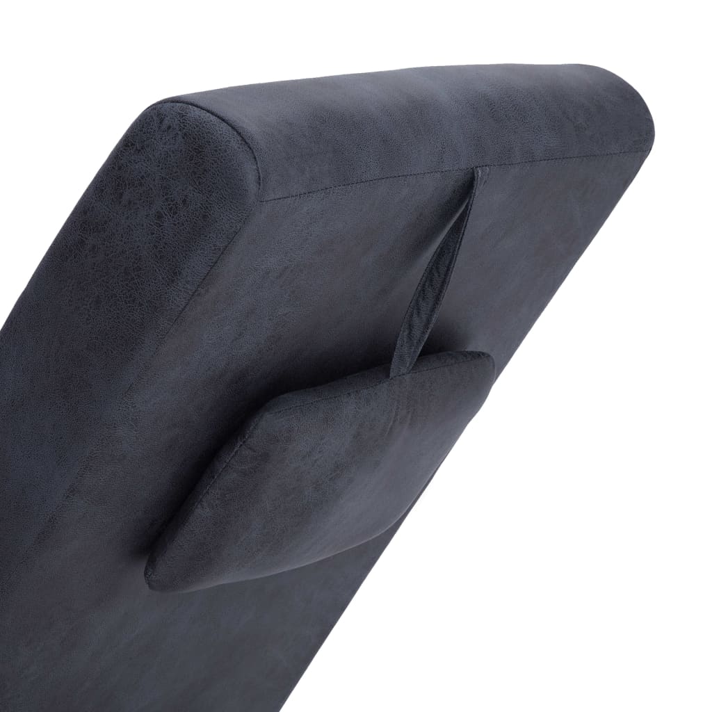 Chaise longue de massagem c/ almofada camurça artif. cinzento