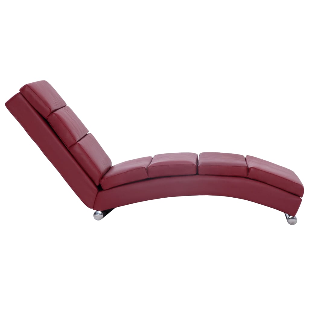 Chaise longue couro artificial vermelho tinto