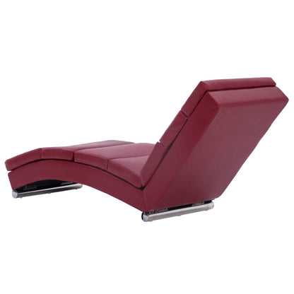 Chaise longue couro artificial vermelho tinto