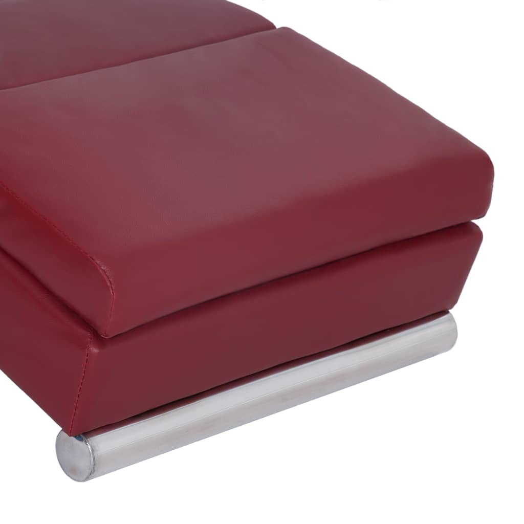 Chaise longue couro artificial vermelho tinto