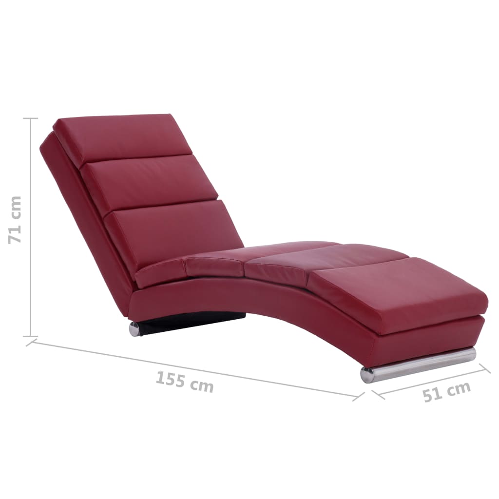 Chaise longue couro artificial vermelho tinto