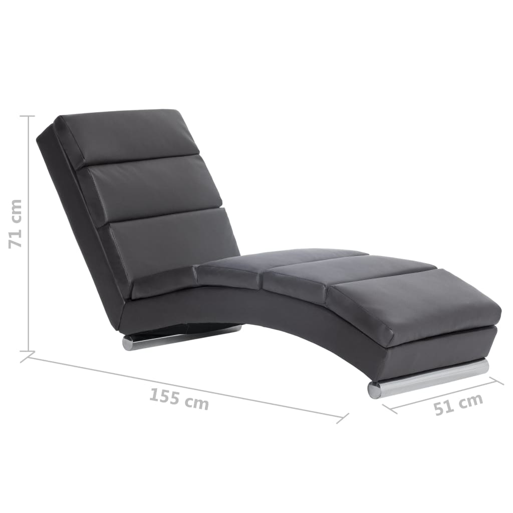 Chaise longue couro artificial cinzento