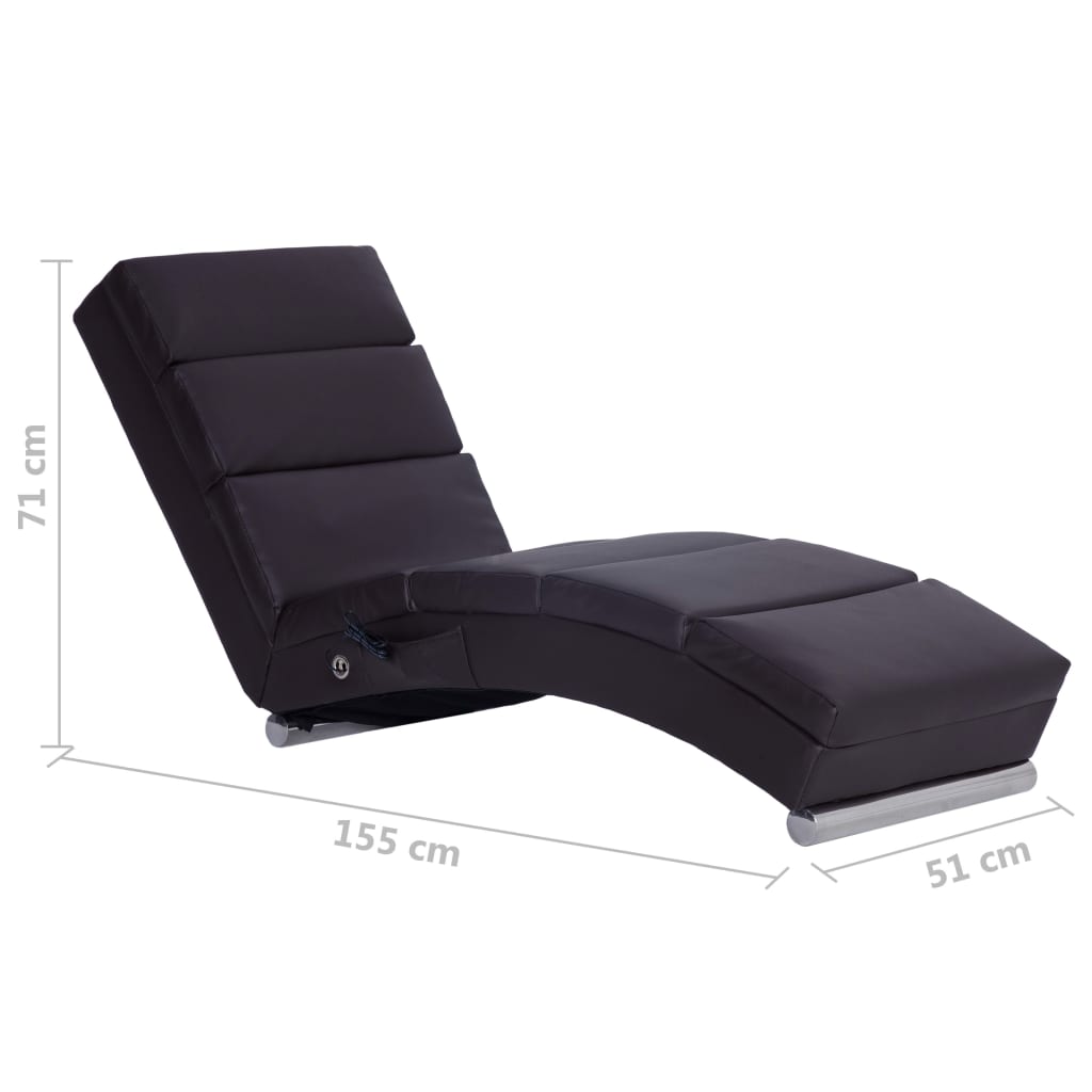 Chaise longue de massagens couro artificial castanho