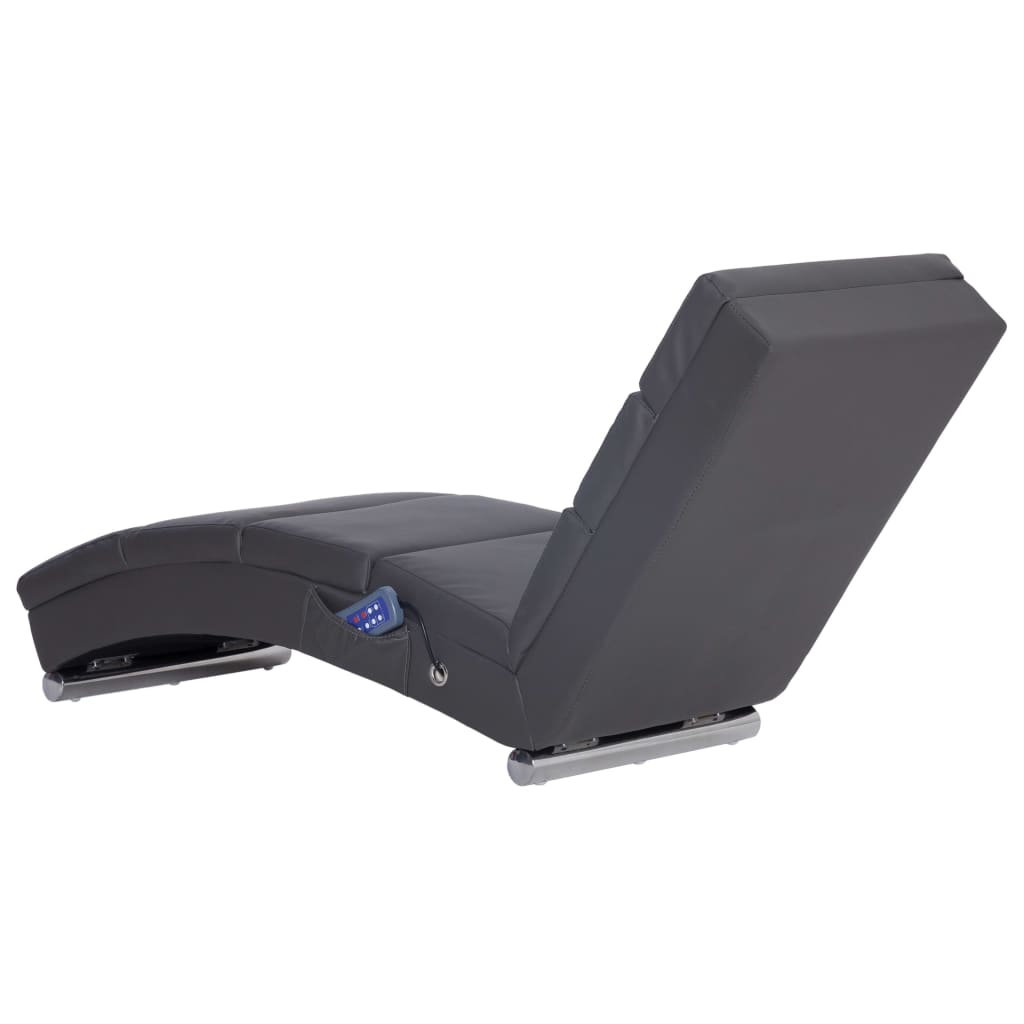 Chaise longue de massagens couro artificial cinzento