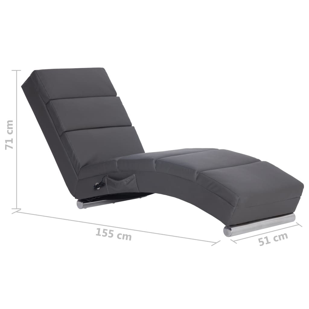 Chaise longue de massagens couro artificial cinzento