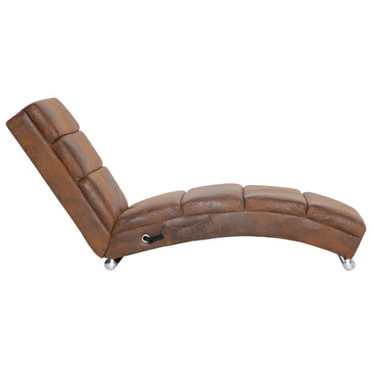 Chaise Longue Massimo com Massagens e Aquecimento em Camurça Artificial -  Castanho - Design Vintage