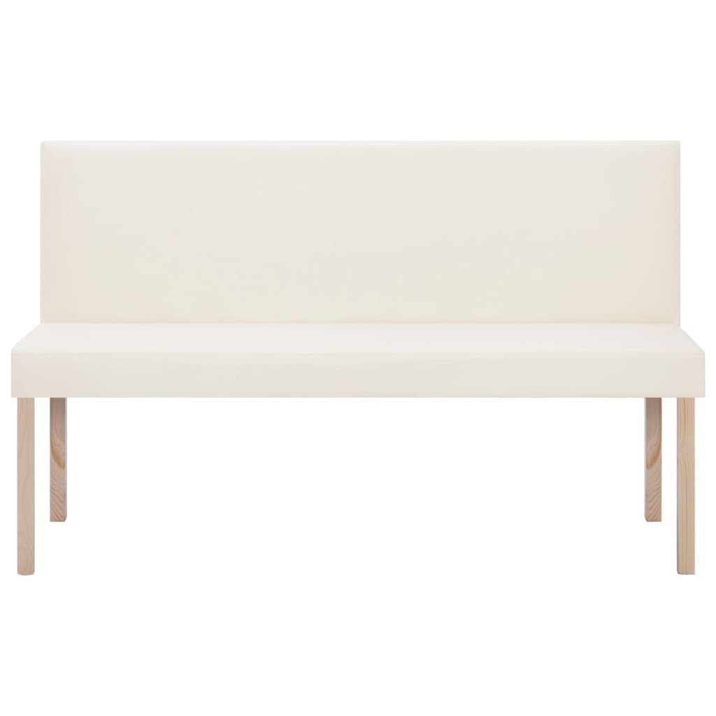 Banco 139,5 cm couro artificial cor creme