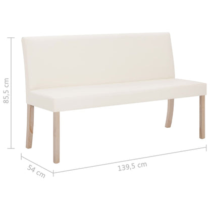 Banco 139,5 cm couro artificial cor creme