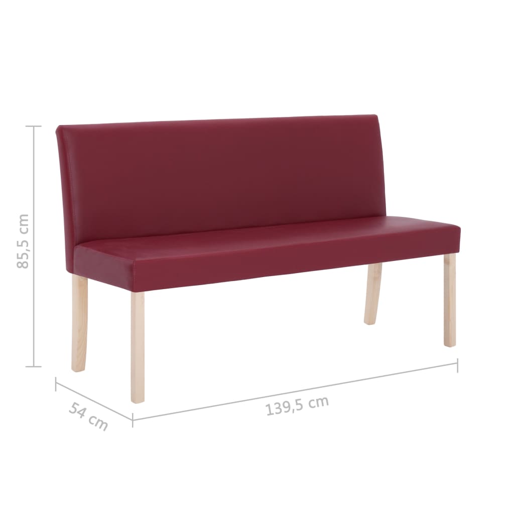 Banco 139,5 cm couro artificial vermelho tinto