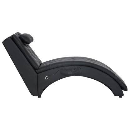 Chaise longue de massagem c/ almofada couro artificial preto