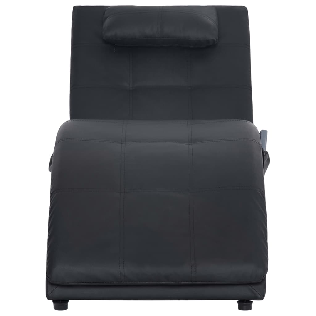 Chaise longue de massagem c/ almofada couro artificial preto