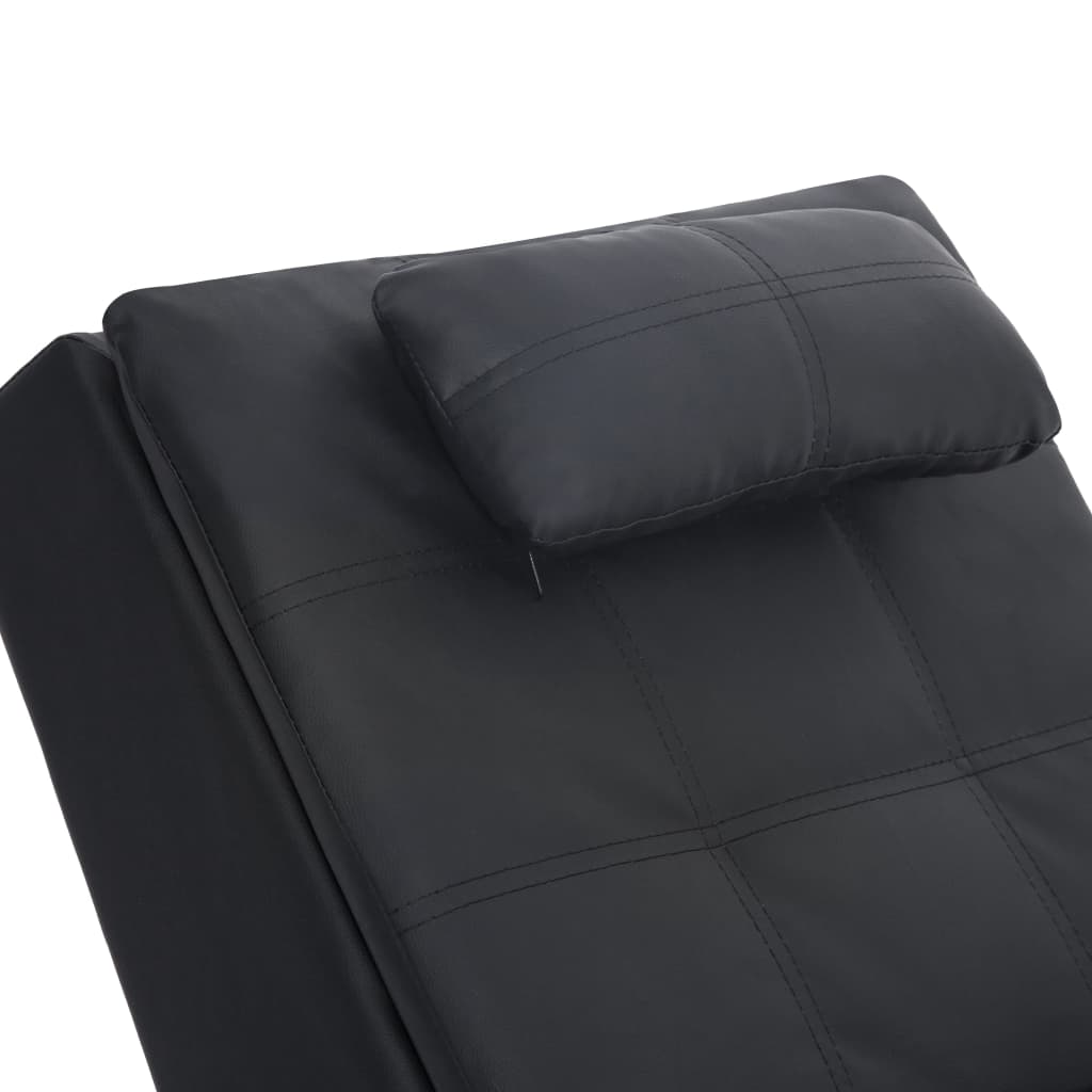 Chaise longue de massagem c/ almofada couro artificial preto