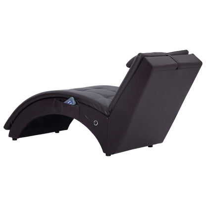 Chaise longue de massagem c/ almofada couro artificial castanho