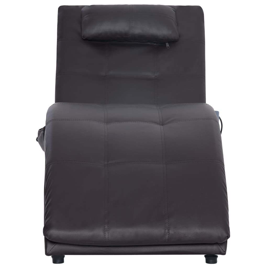 Chaise longue de massagem c/ almofada couro artificial castanho