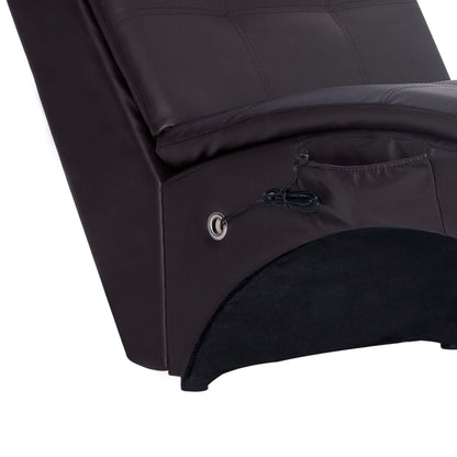 Chaise longue de massagem c/ almofada couro artificial castanho