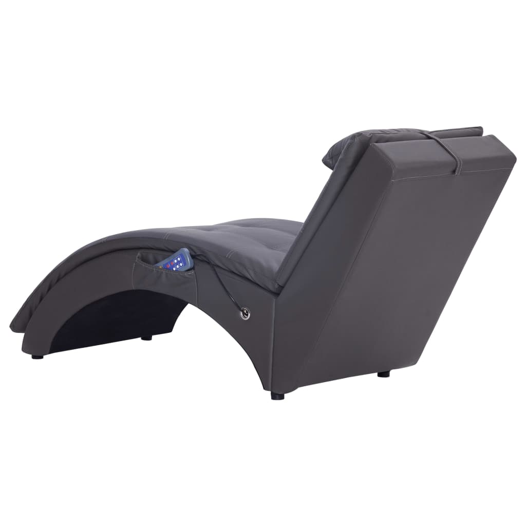 Chaise longue de massagem c/ almofada couro artificial cinzento