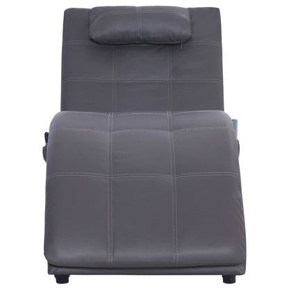 Chaise longue de massagem c/ almofada couro artificial cinzento