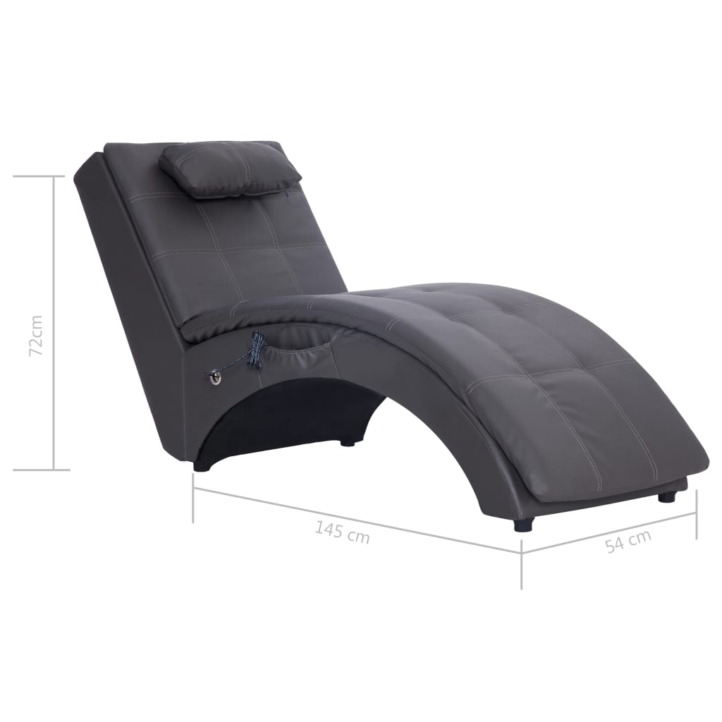 Chaise longue de massagem c/ almofada couro artificial cinzento