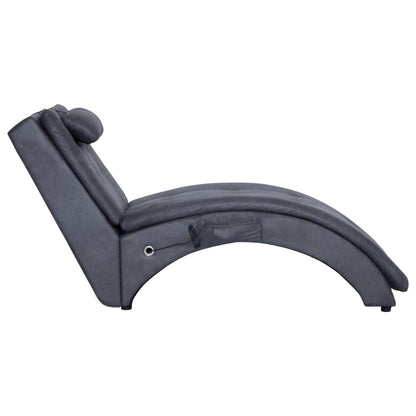 Chaise longue de massagem c/ almofada camurça artif. cinzento