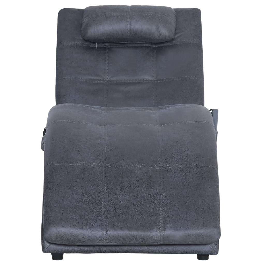 Chaise longue de massagem c/ almofada camurça artif. cinzento