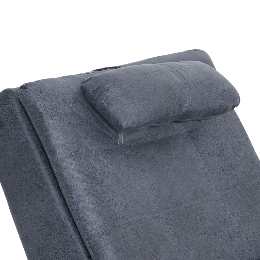 Chaise longue de massagem c/ almofada camurça artif. cinzento